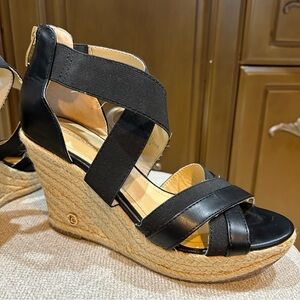 Black Wedge Sandals